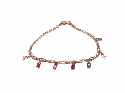 Bracciale Argento Catena Con Pendenti Multicolor Cuori Milano 24890885